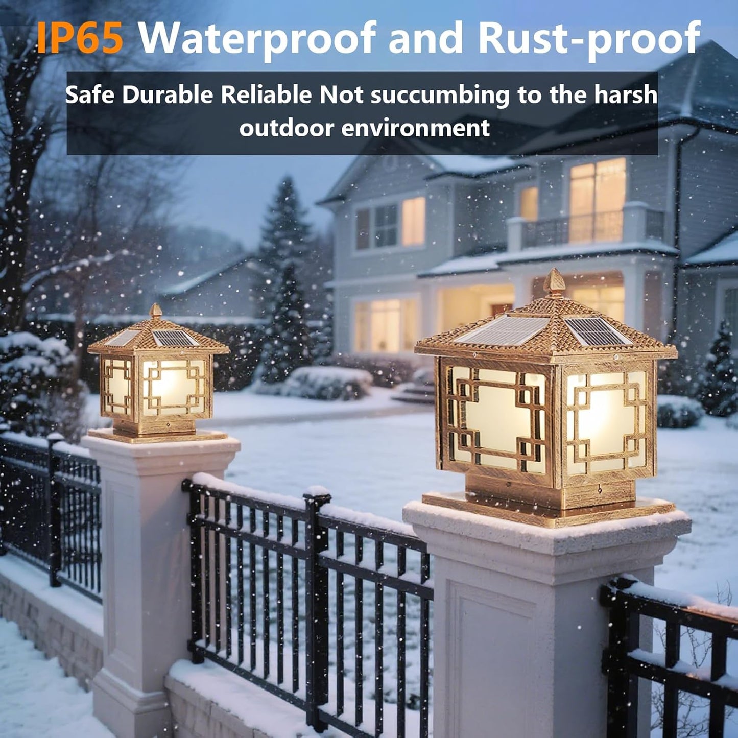 SLAWA Outside Housing Post Lighting Fixtures 9.8In Solar Post Caps Lights Bronze Aluminium Waterproof Column Light Outdoor Solar Powered Landscape Lighting Porch Pillar Lamp Fence Deck Mailbox Lantern