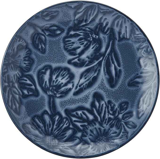 Paltzgraff Garden Elegance 12 Piece Floral Stoneware Dinnerware Plate Bowl Dish Set, Service for 4, Blue