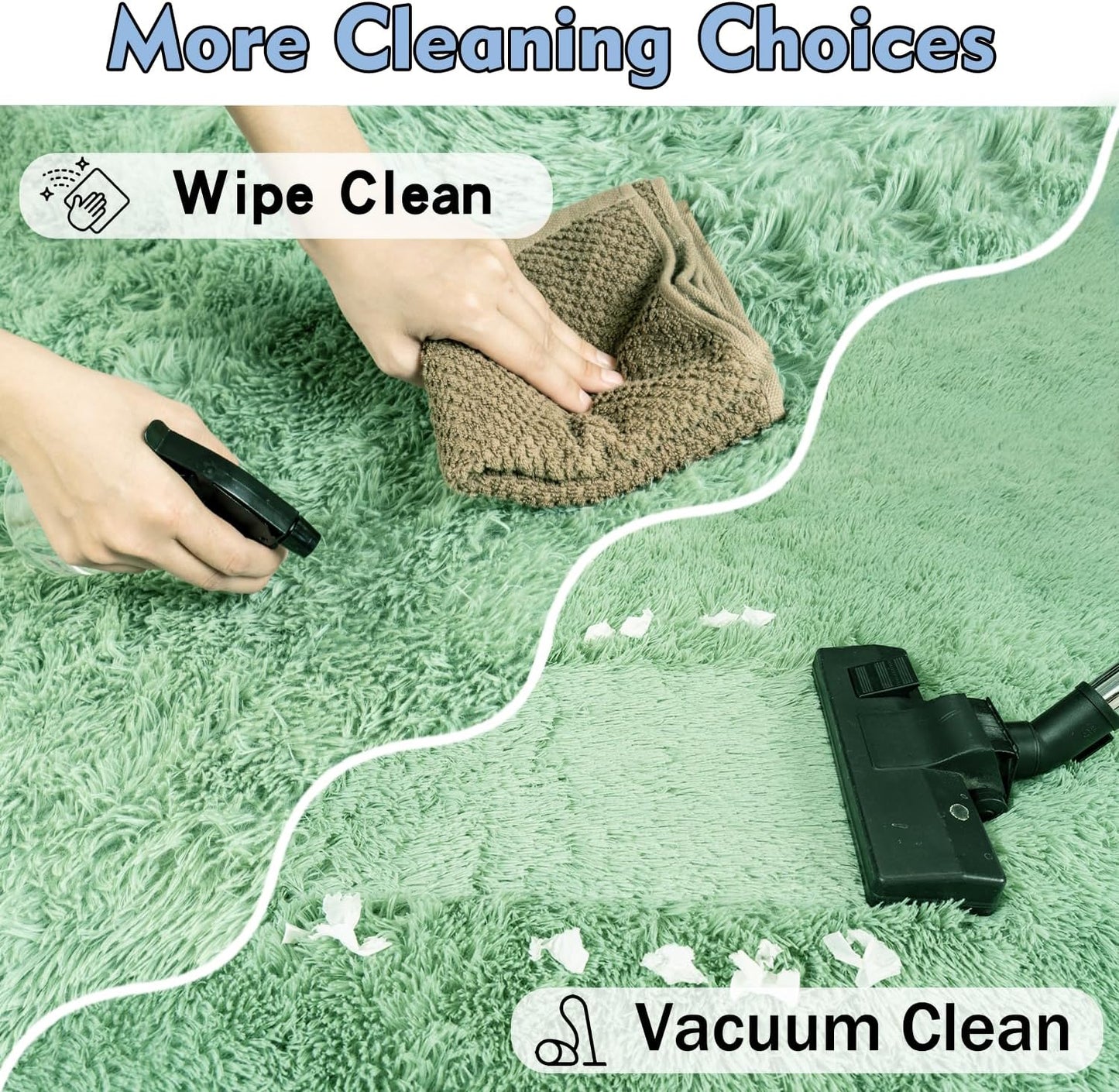 Rezutan Rugs for Living Room, Area Rug 6x9 Fluffy Rug Carpet, Soft Shaggy Modern Floor for Kids Boys Girls Bedroom, Plush Fuzzy Dorm Rug,Sage Green