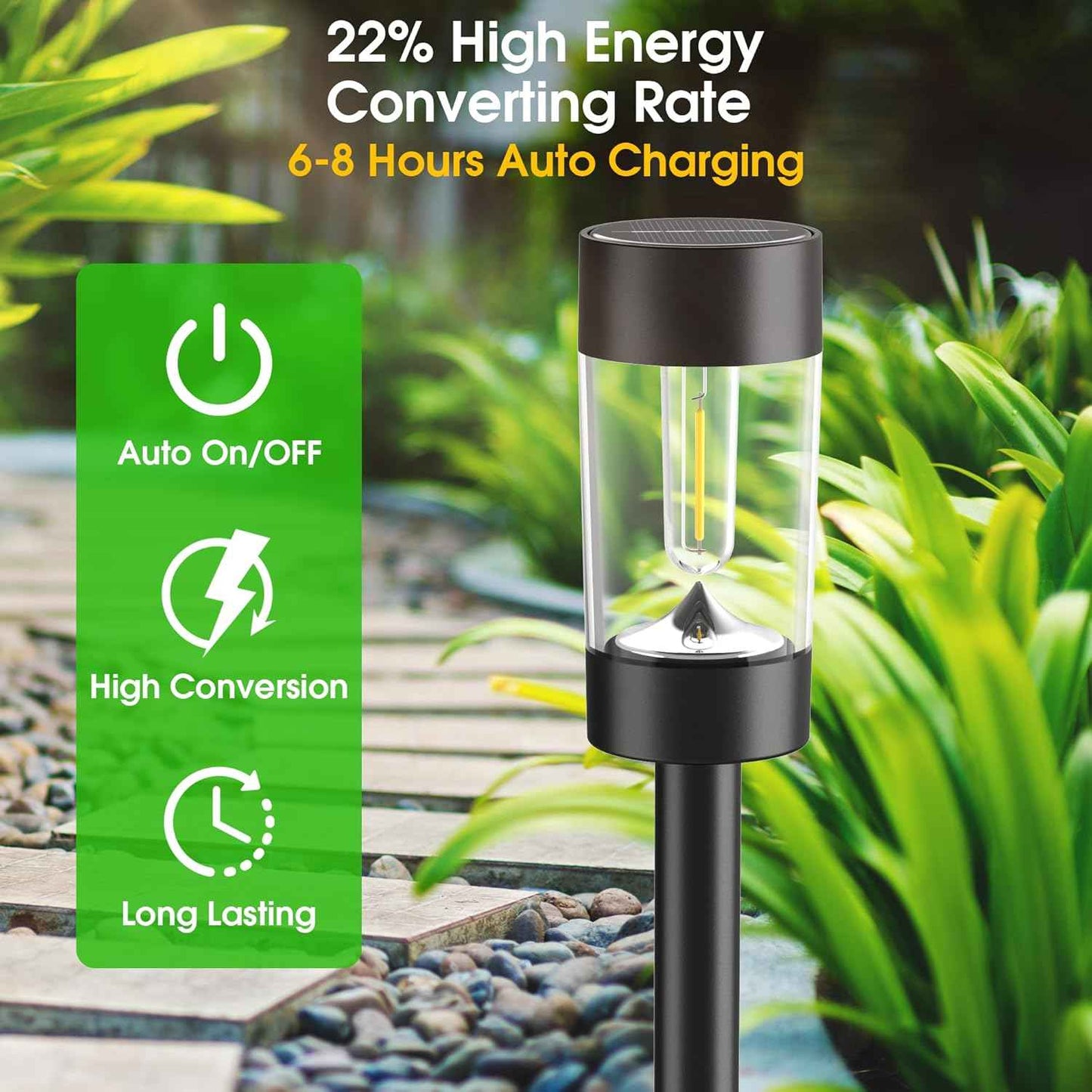 Eyrosa Solar Lights Outdoor, 12 Pack Waterproof Solar Landscape Lighting for Pathway Garden Yard Path Walkway Driveway Lawn Patio Outside Decor, Warm White