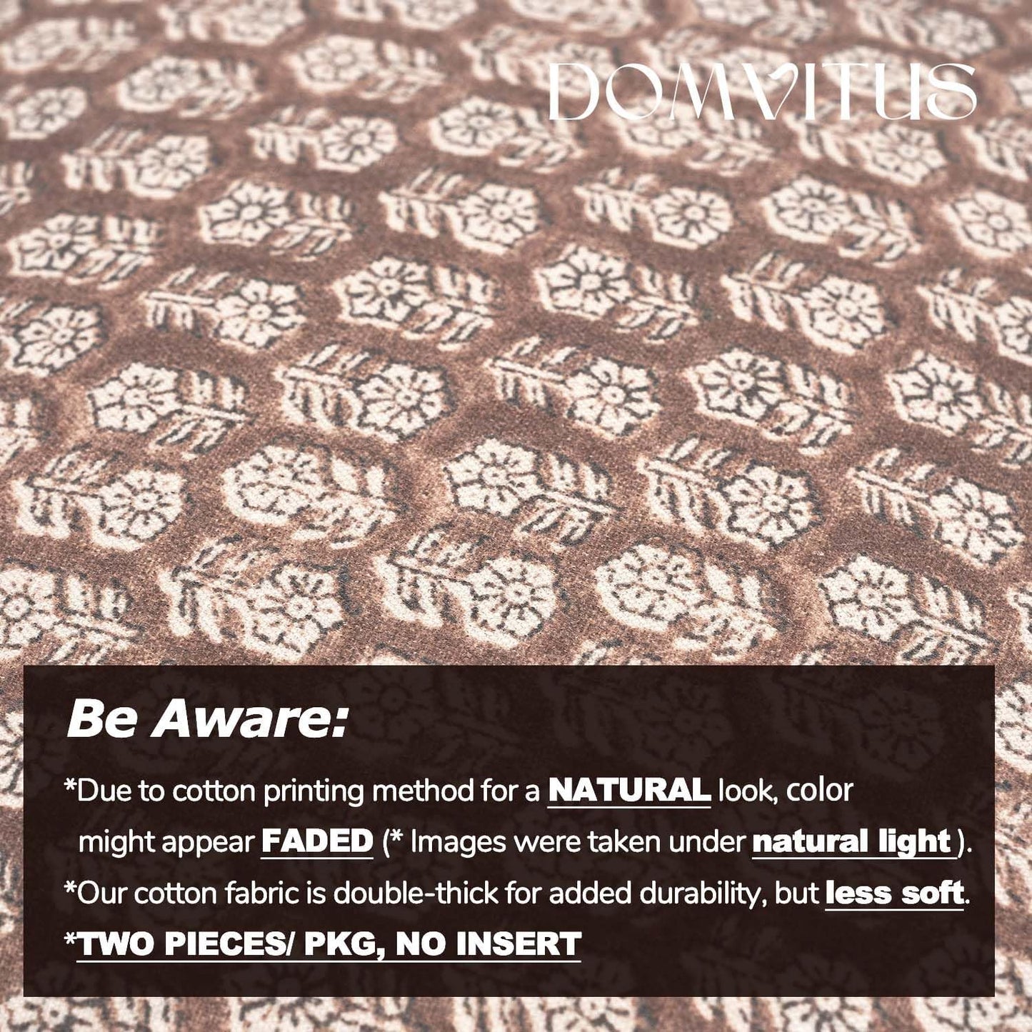 DOMVITUS Floral Pillow Covers Set of 2, Throw Pillow Covers 18x18, Floral Print Neutral Accent Decorative Pillow Covers for Living Room, Bed, Cognac Brown