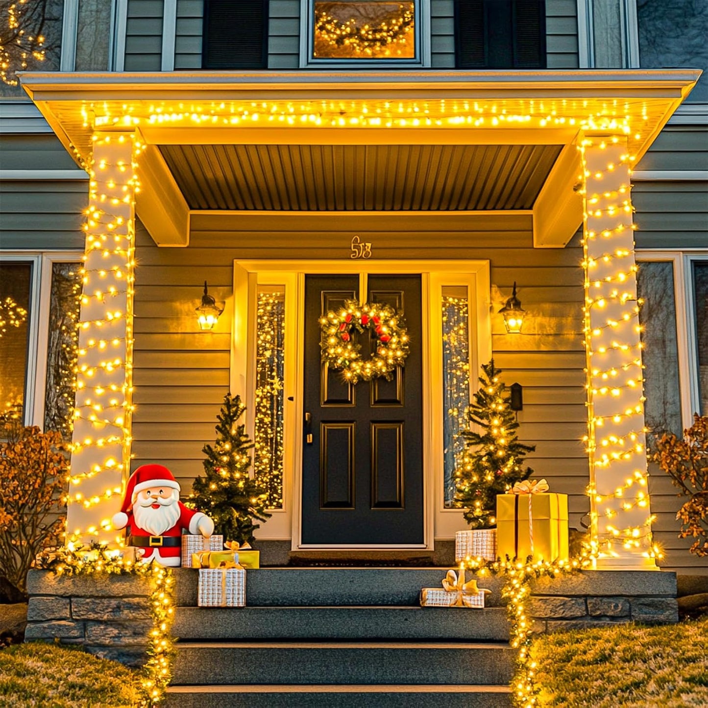 JMEXSUSS 1000 LED Christmas Outdoor String Lights Indoor with Remote 8 Modes Warm White Tree Lights Outdoor Plug in for Tree Room Yards Patio Wedding Outside Decorations
