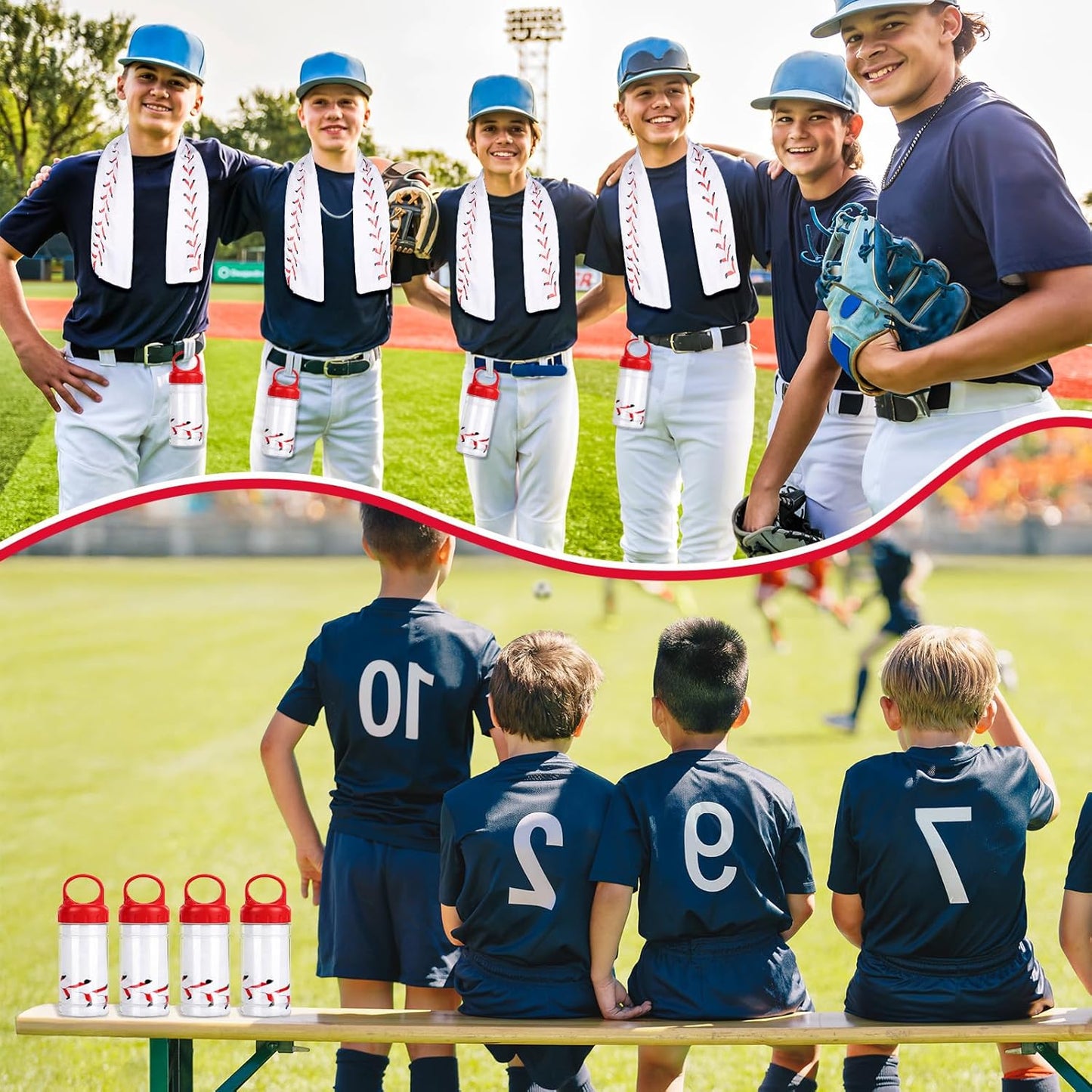 Denylo pro 3 Sets Baseball Cooling Towels Breathable Chilly Towel with Plastic Container Ice White Sports Microfiber Towels or Baseball Player Team Coach Party Favors
