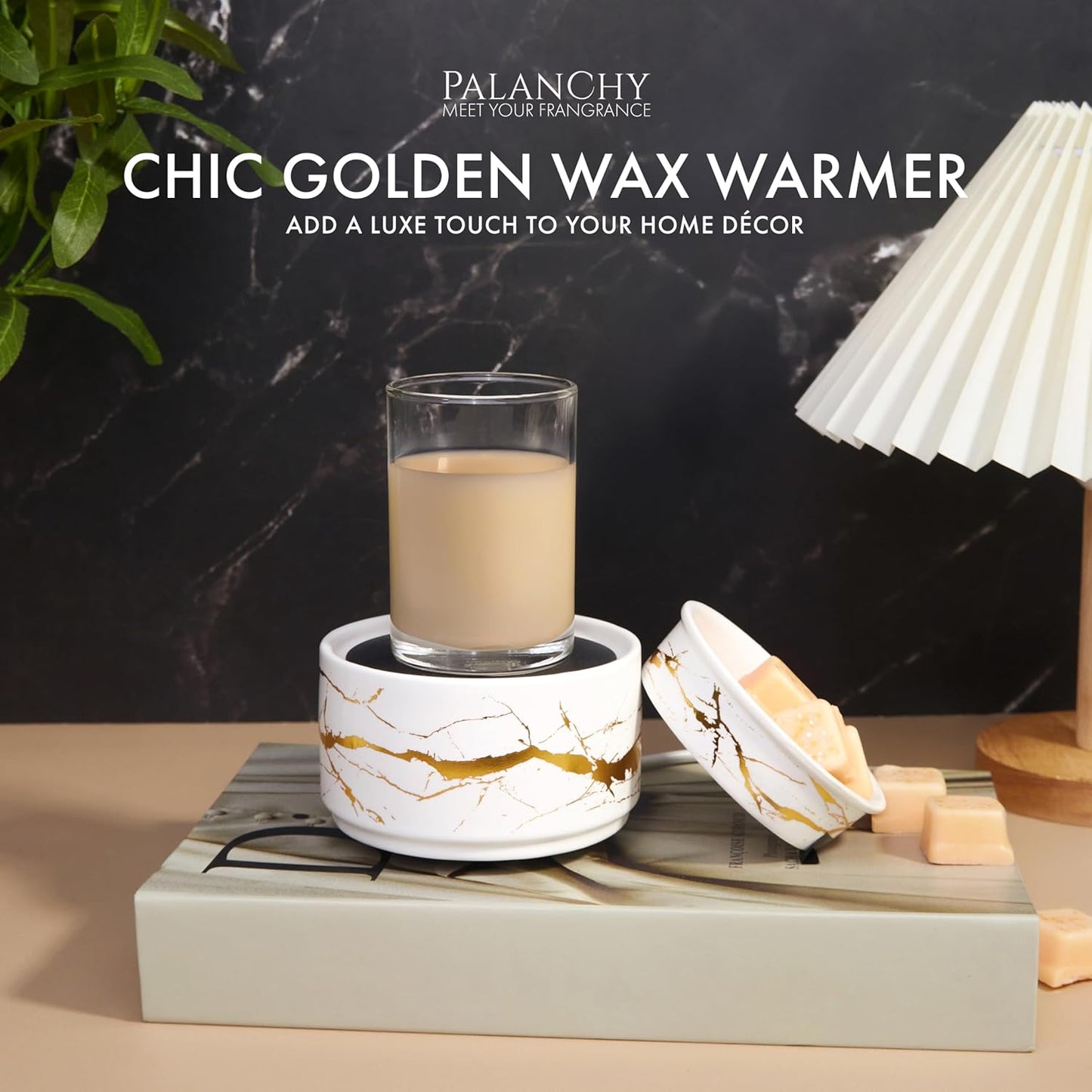 PALANCHY Wax Melt Warmer Ceramic 3-in-1 Oil Burner Electric Candle Wax Warmer Burner Melter Fragrance Warmer for Scented Waxs Home Office Bedroom Aromatherapy Gift & Decor