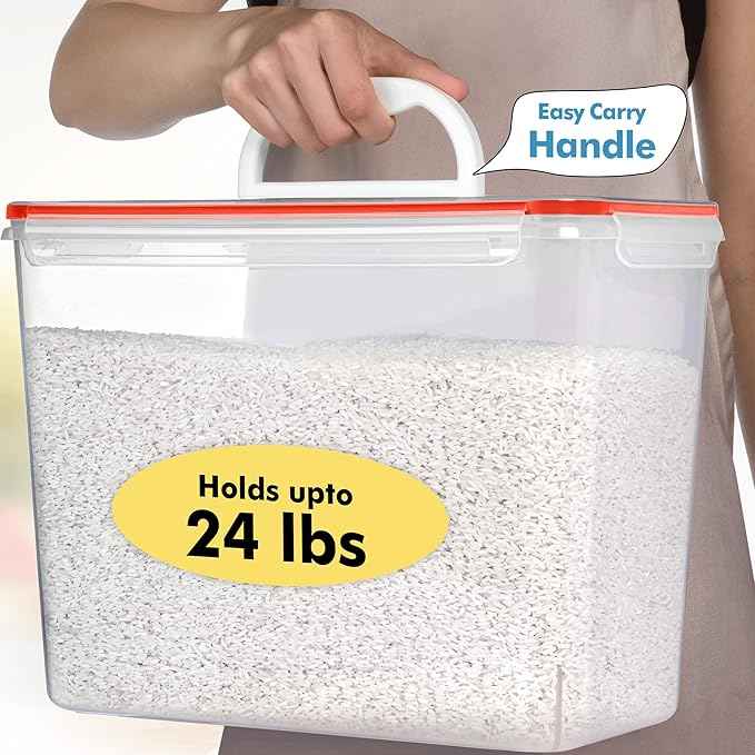 Shazo 2 PC (11L | 372 oz) Flour Sugar Storage Containers with Easy Carry Handle - Plastic Extra Large Food Storage Containers with Lids for Rice Cereal, BPA Free & Airtight Kitchen Pantry Organization