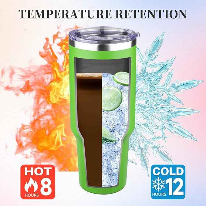 40 oz Tumbler with Lids and Straws Double Wall Vacuum Insulated Tumbler Cup,Stainless Steel Leak-proof Thermal Tumbler Powder Coated Travel Coffee Mug for Cold and Hot Drinks,Avocado Green