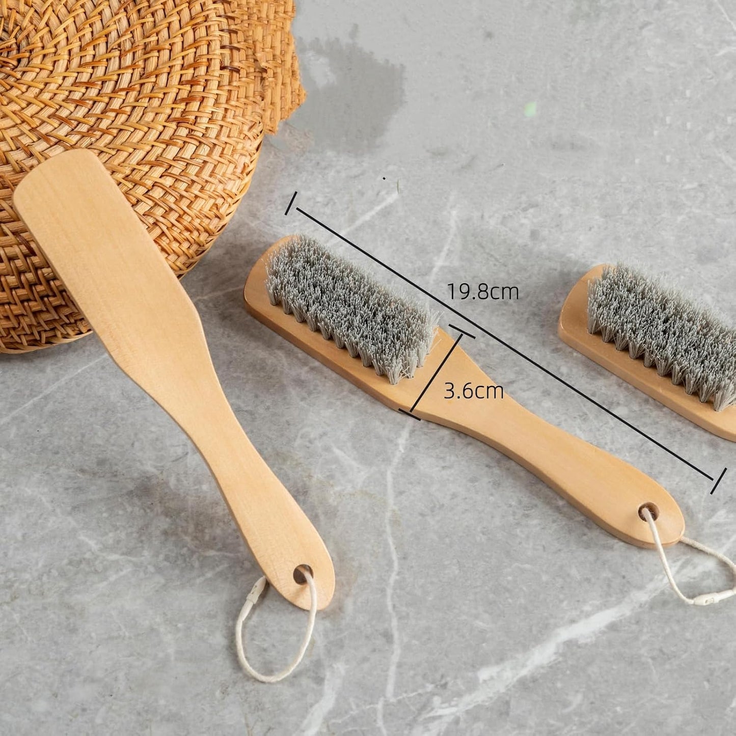 2 Pcs Wood Laundry Brush | Soft Bristle, For Shoe & Clothing Stain Removal, Easy to Grip, Scrubs Tough on Delicate, Hand Washing Clothes