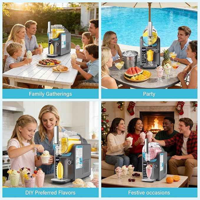 Ice Cream Machine Slushie Machine for Home - Slushy Machine Maker Frozen Drink Maker No Ice Needed Self Cleaning, 5 Preset for Soft Serve Ice Cream, Slushie, Margarita, Frappés, Milkshake