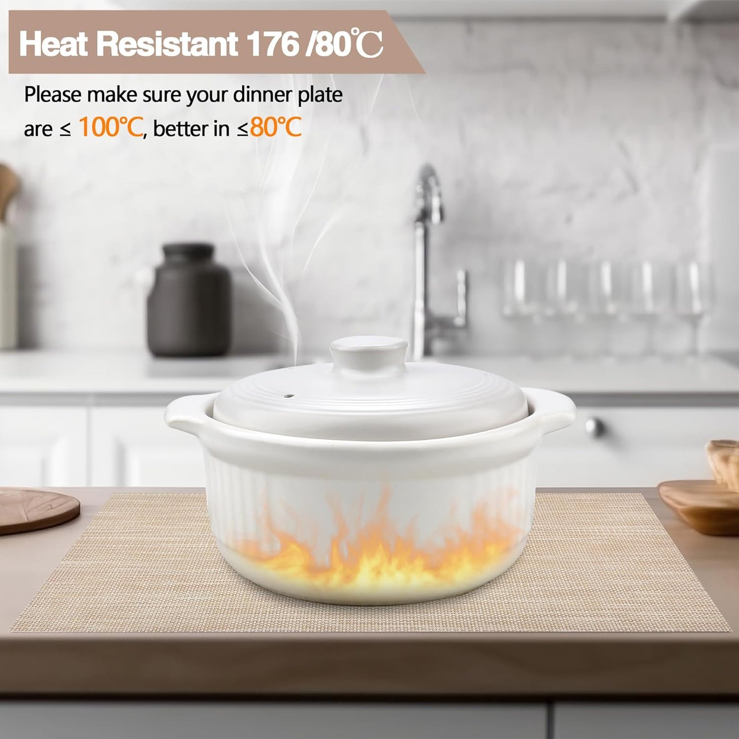 Placemats Set of 4 - Easy Clean Washable Vinyl Placemats - Wipeable Heat Resistant Table Mats for Dining Table - 17.7x11.8 Inch (4, Beige)