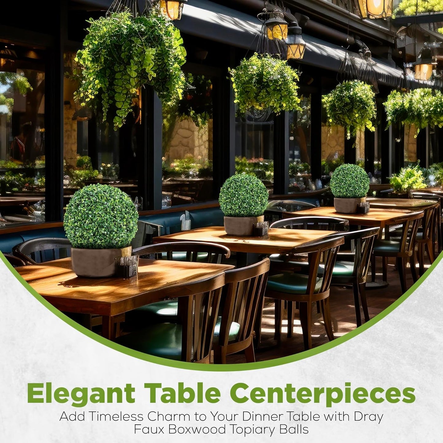 DRAY Premium 20.87" Faux Boxwood Balls – Set of 2 Artificial Topiary Spheres for Outdoor & Indoor Use – Realistic, UV-Resistant, Weatherproof Decorative Greenery – Check Measurements