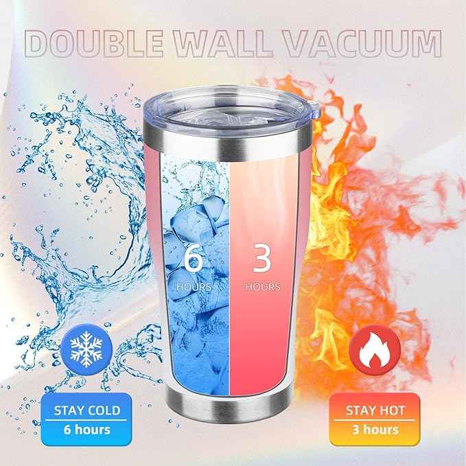 MEZMUT 20oz Coffee Tumbler with Lid and Straw Double Wall Vacuum Insulated Cup Stainless Steel Travel Mugs Insulated for Hot and Cold Leakproof Powder Coated Tumbler for Indoor and Outdoor(Pink White)