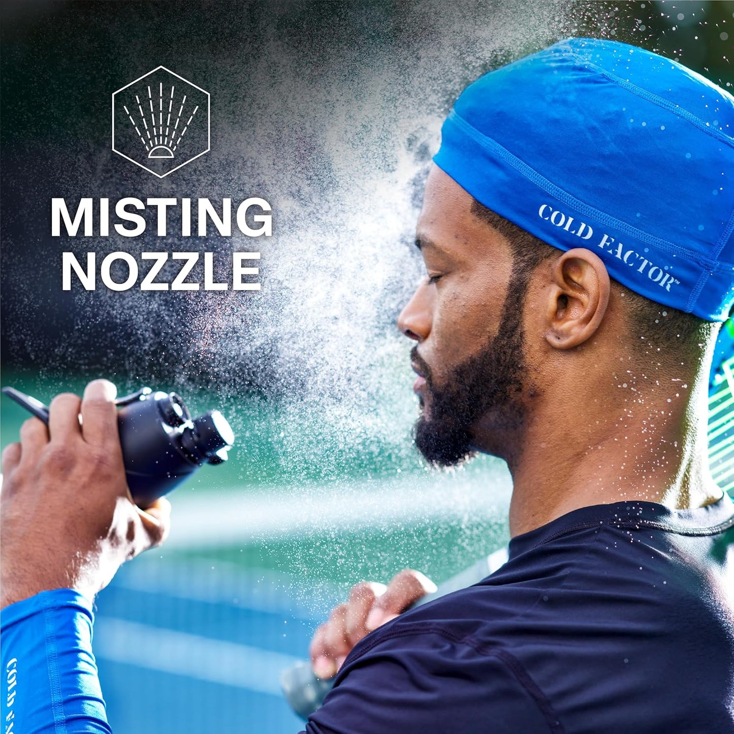 COLD FACTOR Orange Cooling Towel & Misting Water Bottle Bundle– Soft Cooling Neck Wrap w/UPF 50+ Protection, Machine Washable – Insulated 20oz Hydration & Cooling Spray for Sports, Exercise & Fitness