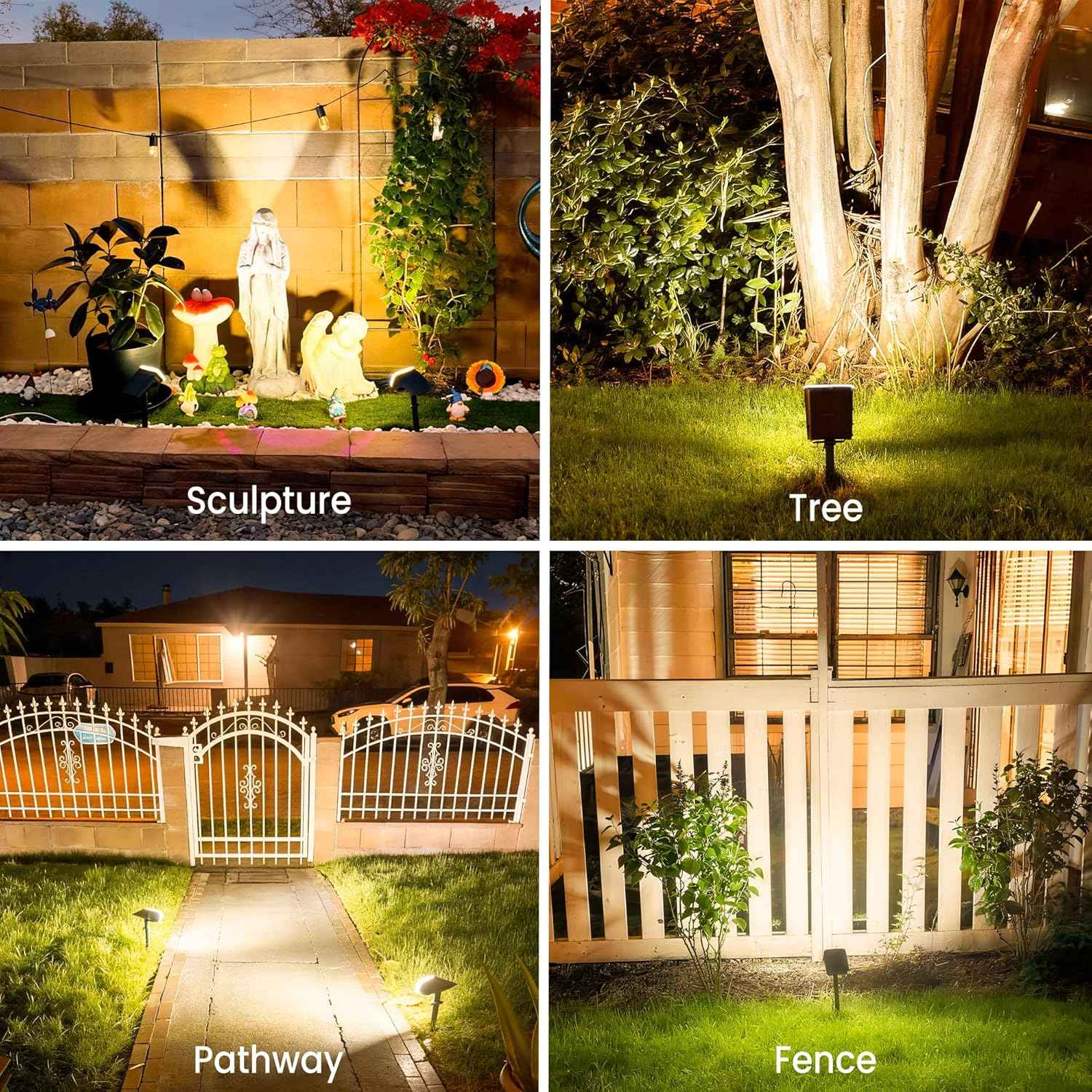 Solar Lights Outdoor Waterproof IP65, Super Bright LED, 3000K 2 Lighting Modes, Solar Powered Yard Garden Solar Spot Lights for Outside Landscape Auto On/Off -4 Pack