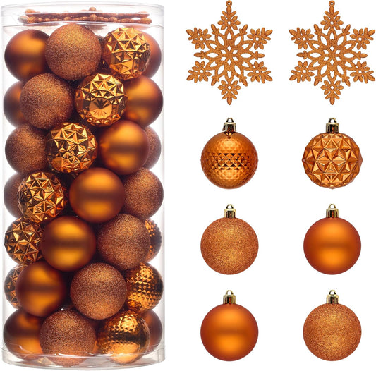 Valery Madelyn Christmas Tree Decorations Ornament Set for Fall Halloween, 50ct 2.36 Inches Orange Shatterproof Christmas Ball Ornaments Hanging Xmas Holiday Party Decor