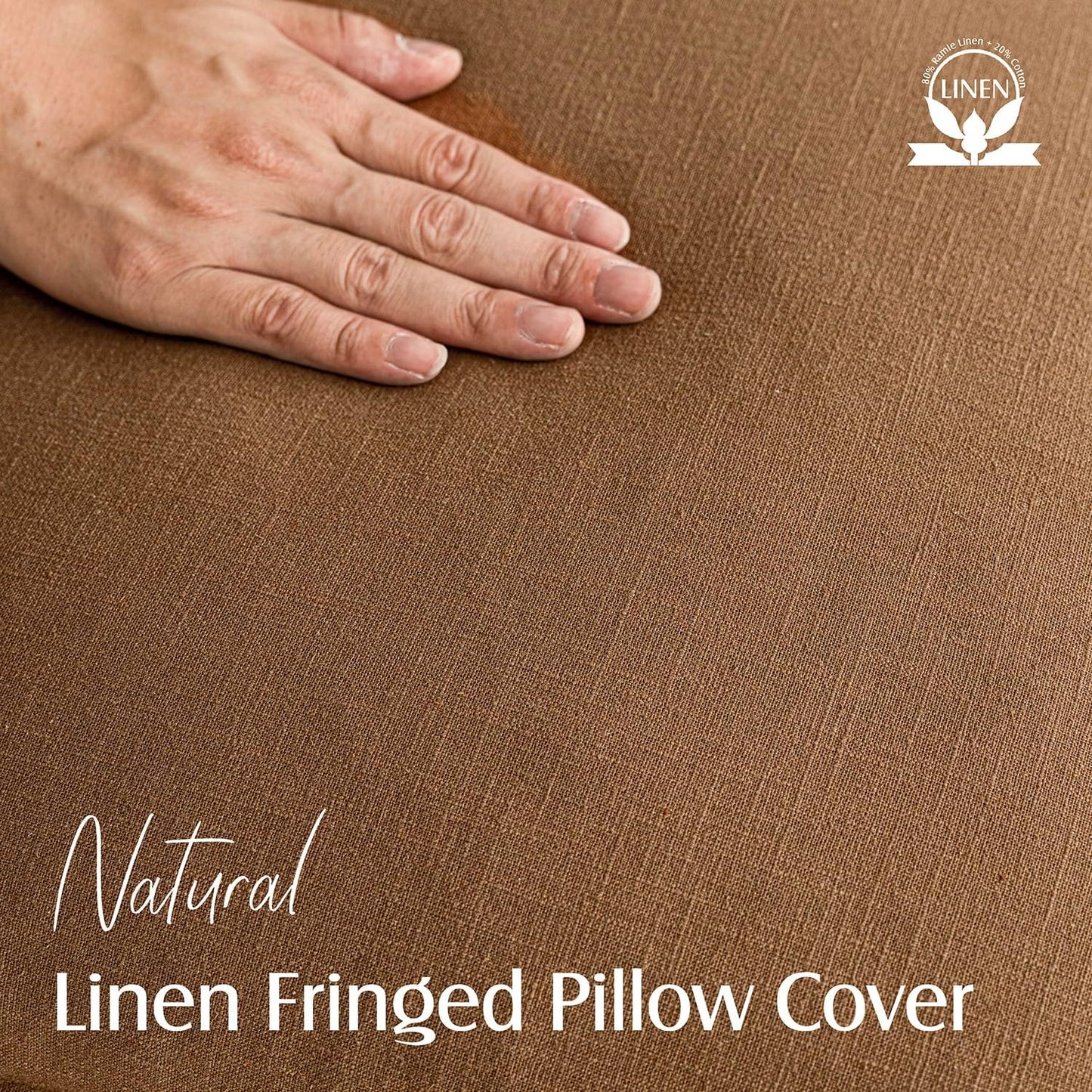 Foindtower Set of 2 Decorative Linen Fringe Throw Pillow Covers Cozy Farmhouse Cushion Cover with Tassels Lumbar Accent Pillowcase for Couch Bed Living Room Home Bedroom Decor, 12×24 Inch,Orange Brown