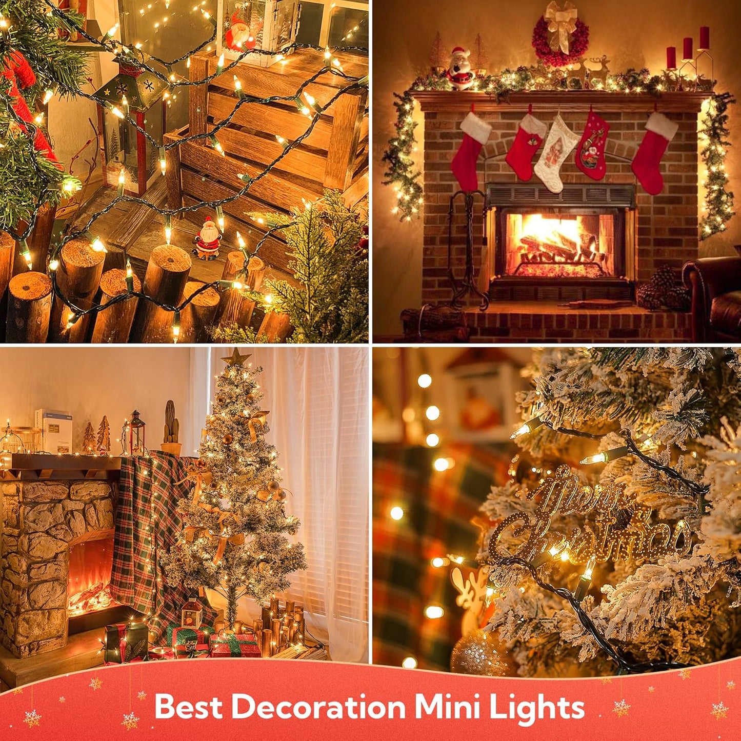 White Christmas Lights,100 Count Clear Mini Lights Incandescent Christmas Tree String Lights, Connectable for Christmas Decoration,Garland,Home,Patio, Wedding,Party,Festival (23 Feet)