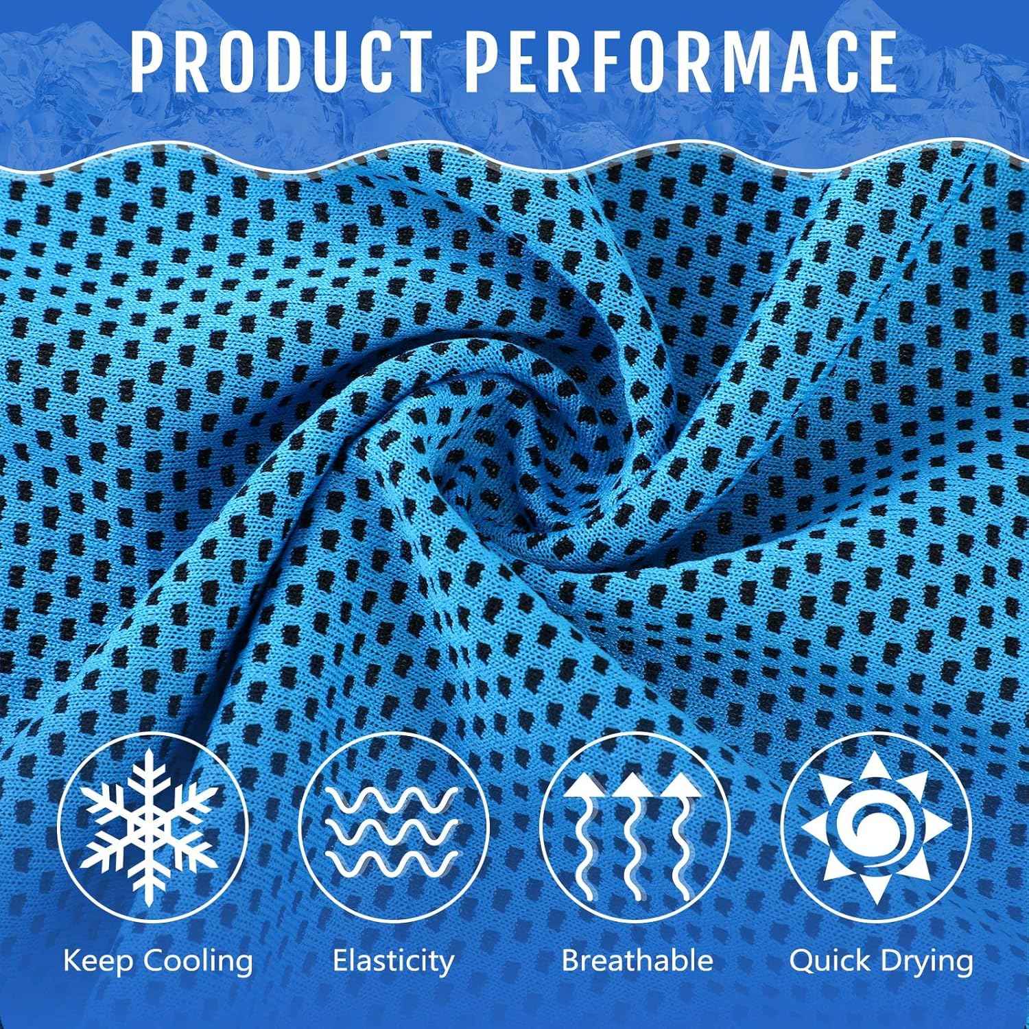 Hosuly 12 Pcs Cooling Towels for Face and Neck 12 x 40 Inch Workout Towels for Gym Fast Drying Hot Weather Sweat Rag Cold Cooling Cloth with 12 Bags Athletes Sport Yoga Golf(Light Blue)