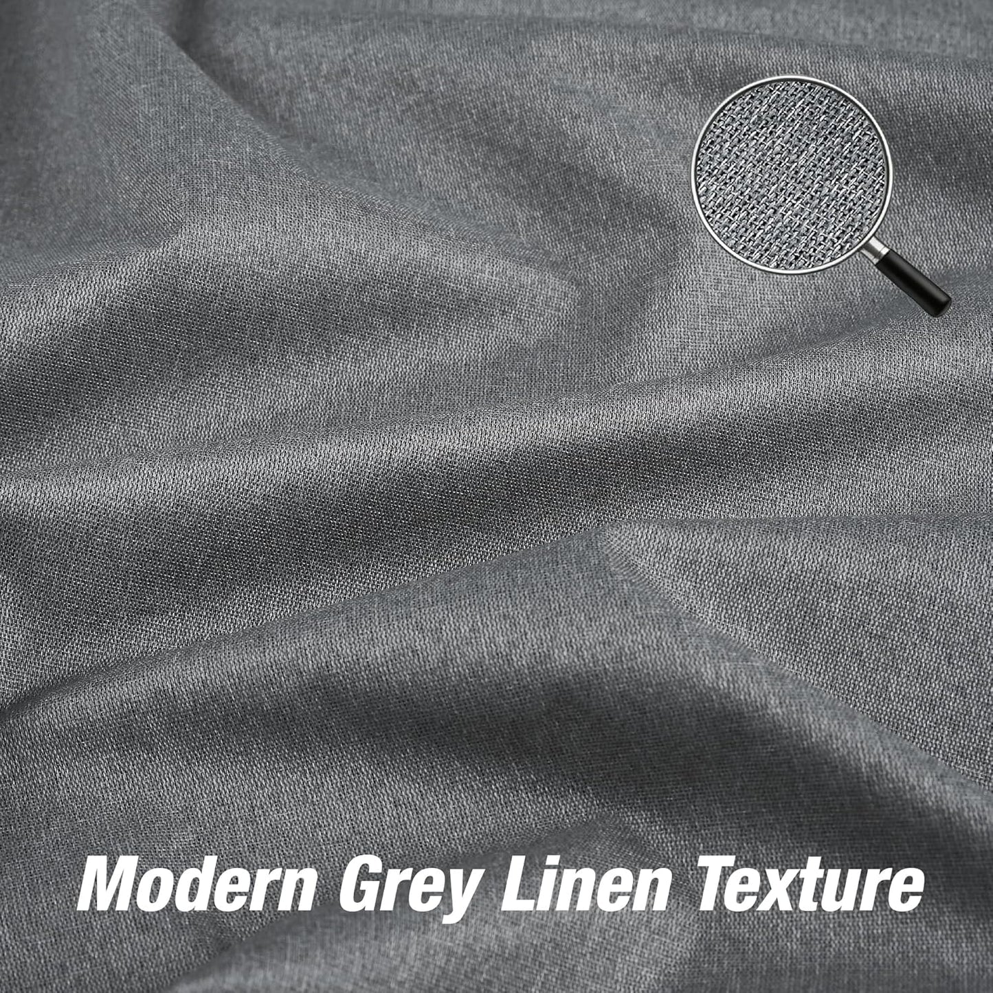 Gray Linen Blackout Curtains 120 Inches Long for Extra Tall Windows, Thermal Insulated Sound Dampening Privacy Grommet Window Covering for Living Room Kitchen,52" W x 120" L,10 FT,2 Panels,Grey