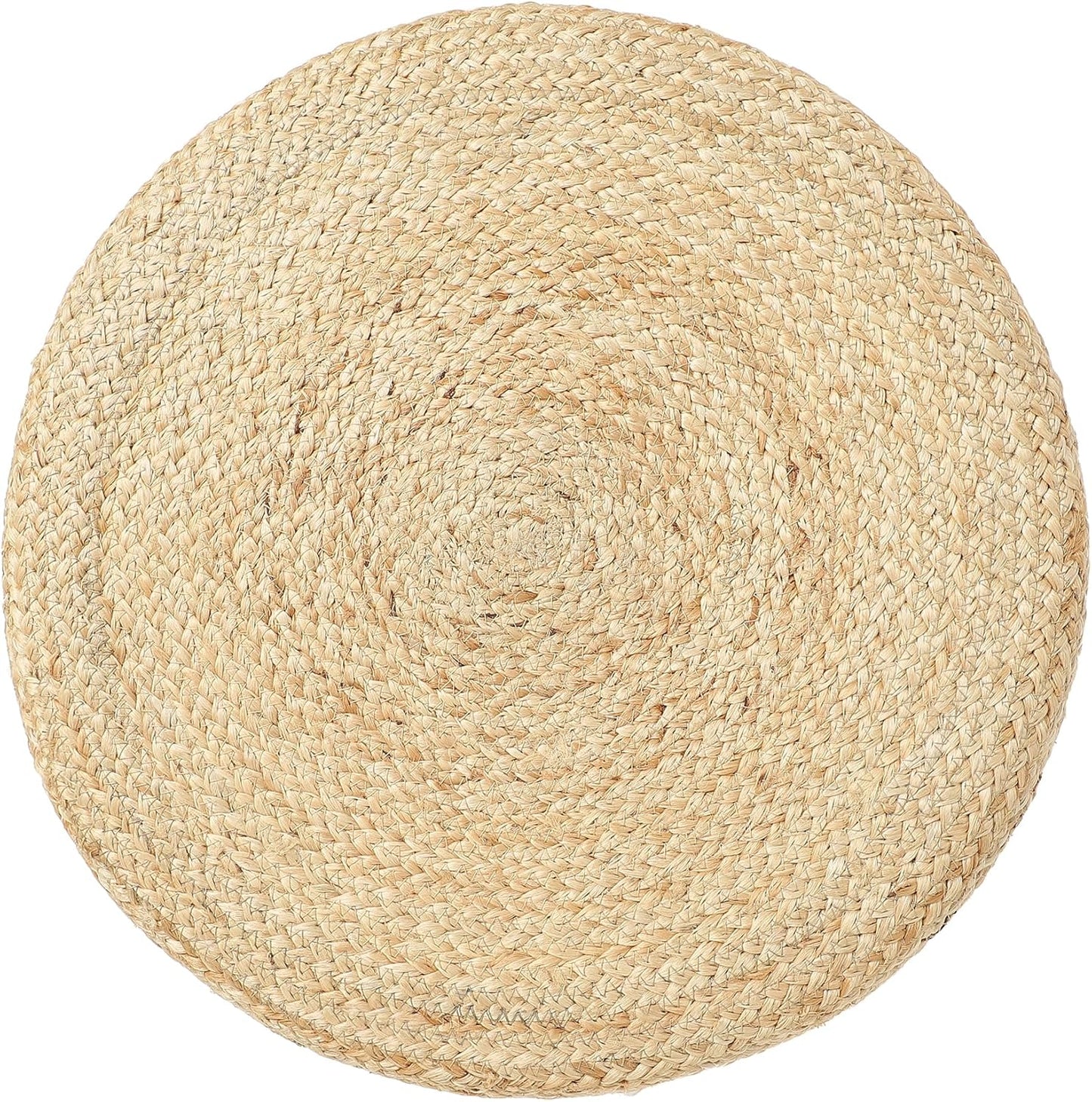 REDEARTH · Cylindrical Pouf Foot Stool Ottoman - Jute Braided Pouffe Poof Accent Sitting Footrest for Living Room, Bedroom, Nursery, Patio, Lounge & Other Rooms (Natural Acorn, 18"x18"x14")