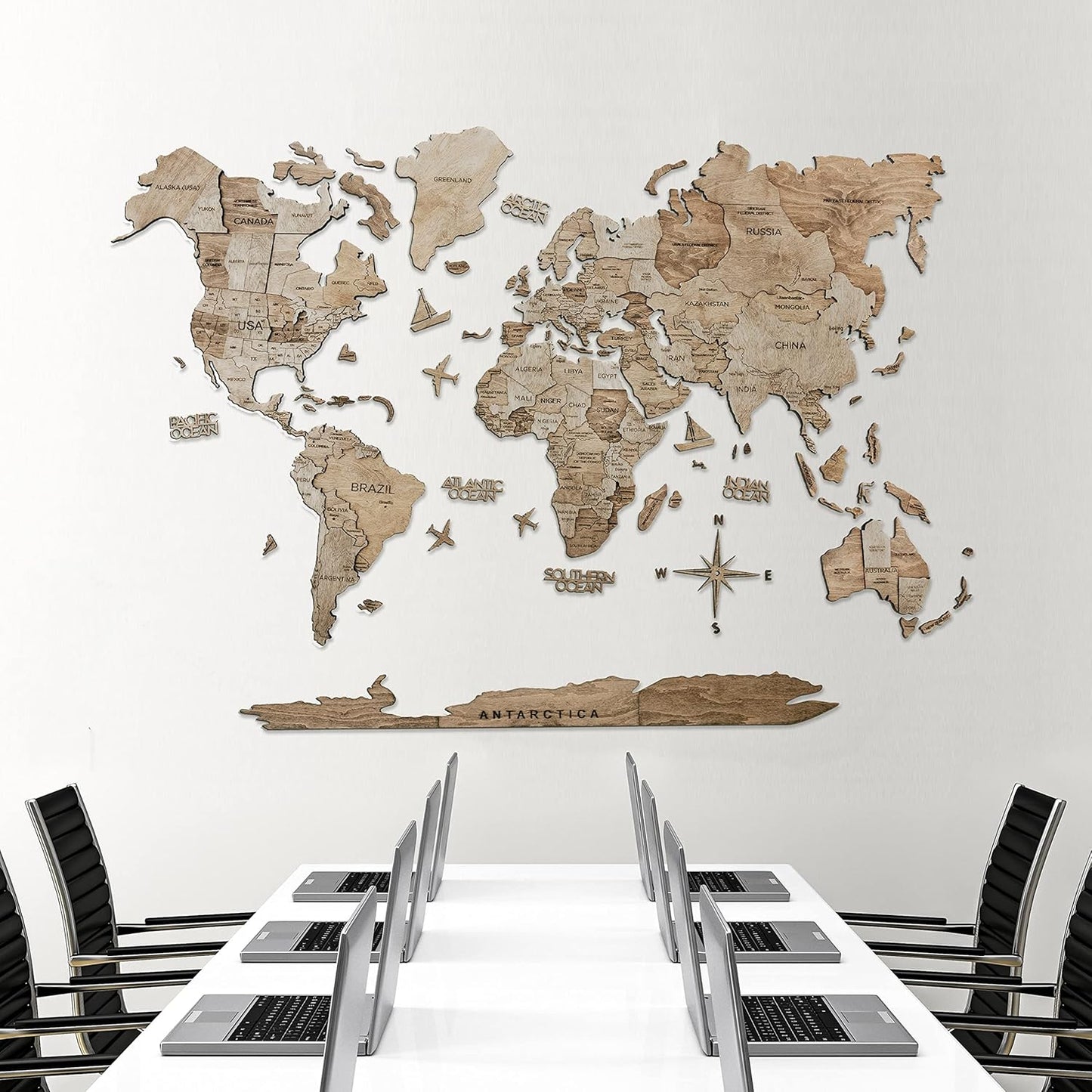 Handmade 3D Wood World Map Wall Art Large Wall Decor Track Your World Travels - Special For Home, Kitchen And Office (X-Large, Terra)
