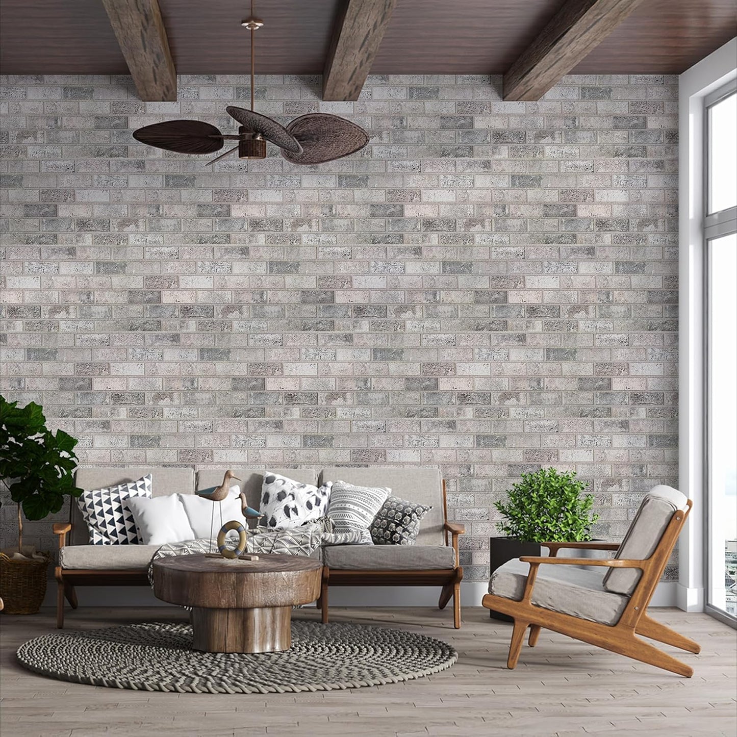 IZODEKOR 3D Brick Effect Wall Panels - Faux Brick Paneling for Living Room, Kitchen, Bathroom and More | Beige Dream - Pack of 10 Covers 53 sq ft