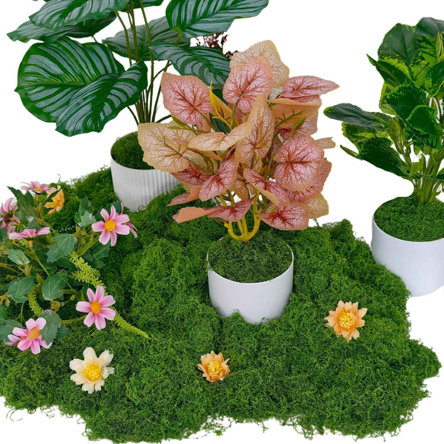 5.3oz Dark Green Artificial Moss - Faux Moss for Potted Plants, Fake Moss for Crafts, DIY Models, Fairy Gardens, Table Centerpieces & Wedding Floral Decor