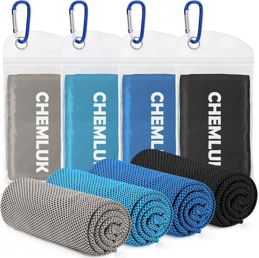 Cooling Towels for Neck and Face: Instant Cool Towel for Hot Weather UPF 50 Quick Dry Microfiber Sweat Towel for Gym Sports Workout Travel - 40"x12", 4 Packs Multicoloured