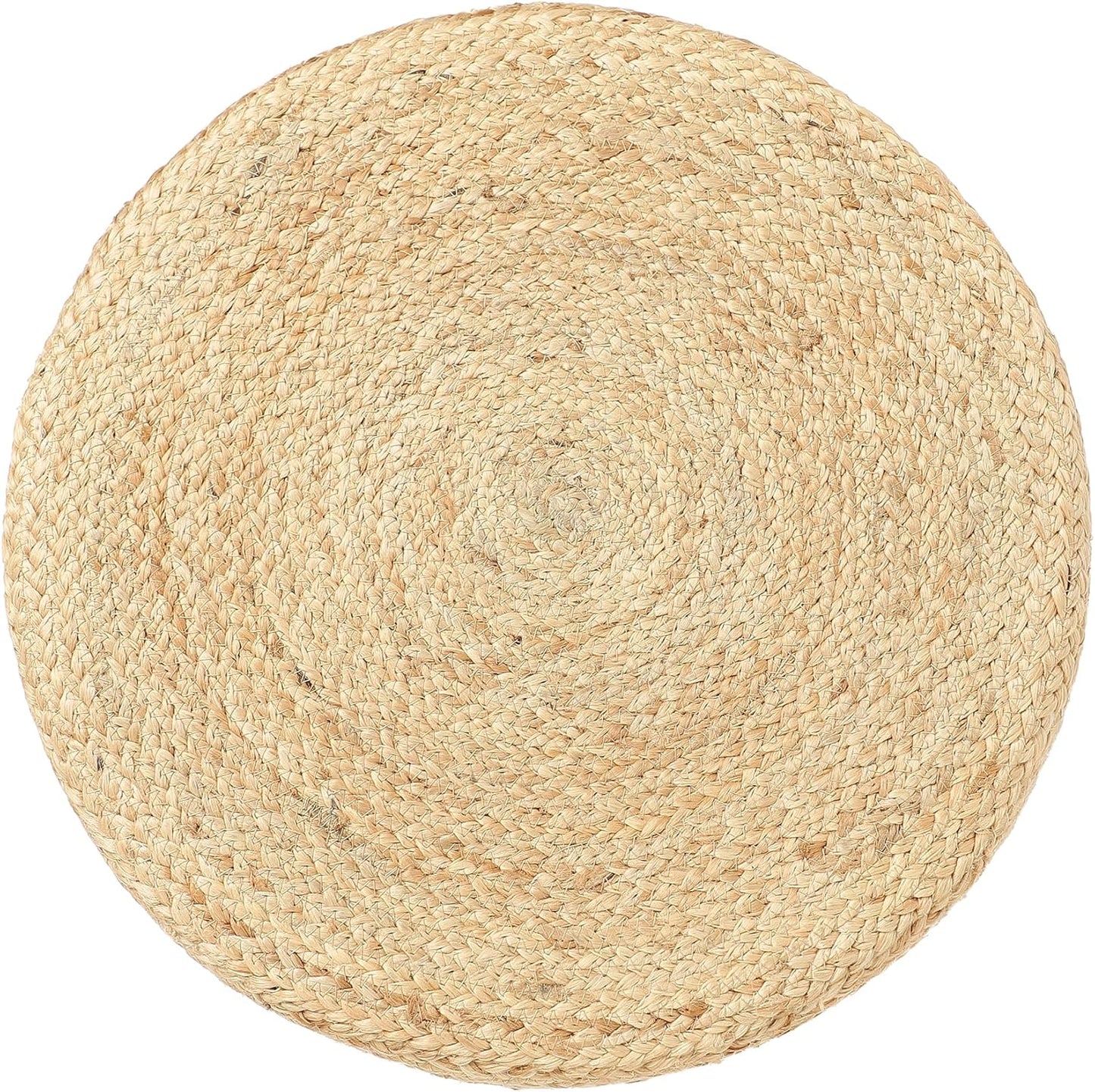 REDEARTH · Cylindrical Pouf Foot Stool Ottoman - Jute Braided Pouffe Poof Accent Sitting Footrest for Living Room, Bedroom, Nursery, Patio, Lounge & Other Rooms (Natural Olive, 18"x18"x14")