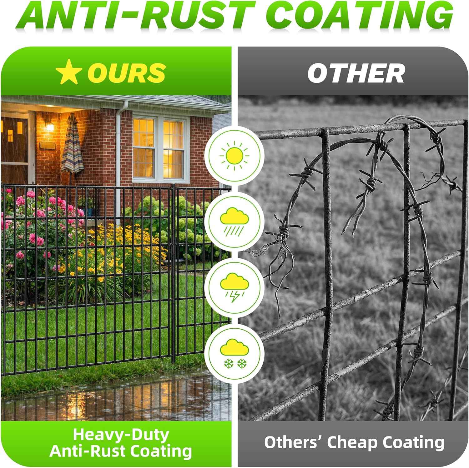 Toolterritary 10 Panels No Dig Decorative Garden Fence with Gate, 40in(H) x 25ft(L), Dog Fence Outdoor for Yard - Rustproof Metal Animal Barrier Fencing for Patio, Flower Bed, Ideal for Dogs, Rabbits