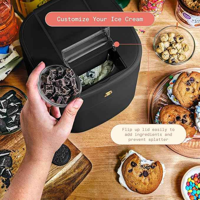 1.5 Quart Ice Cream Maker with Touch Control Panel, Freezer Bowl Design, Compact Electric Machine for Homemade Frozen Desserts, Gelato & Sorbet (Black Sesame)