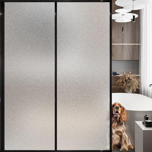 Frosted Glass Window Privacy Film Decorative, Bathroom Privacy Film for Glass Windows Cover, Static Cling, Removable, Reusable, Anti-UV, Anti-Glare, Heat Blocking,(Flash Point Pure, 45.2×157.4Inch)