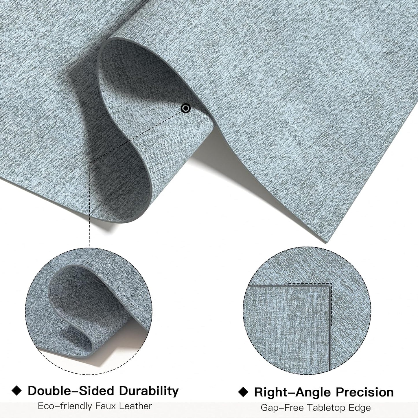 DOLOPL Placemats Set of 4, Reversible Wipeable & Heat Resistant Place Mats, Modern Faux Leather Table Mats for Kitchen, Neutral Waterproof Tablemats for Dining Table Decor, Wedding, Party(Dusty Blue)