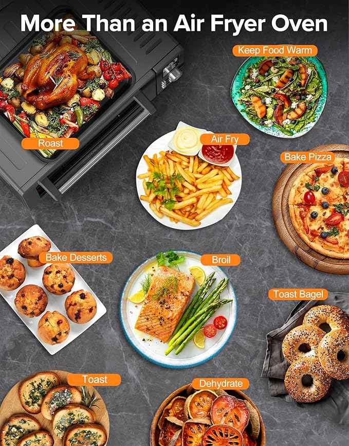 Nuwave Bravo Pro Smart Air Fryer Toaster Oven Combo, Airfryer Convection Oven Countertop, 10-in-1 Functions with Quicker & Even Crisp Technology, 1800W, 50-450°F, PFAS-Free, 21QT, Black