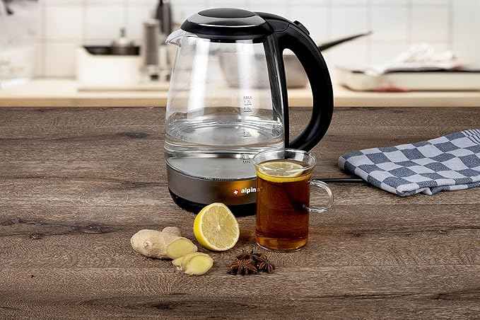 alpina Kettle - Electric - LED - Glass - Stainless steel - Wireless - 1.7 liters