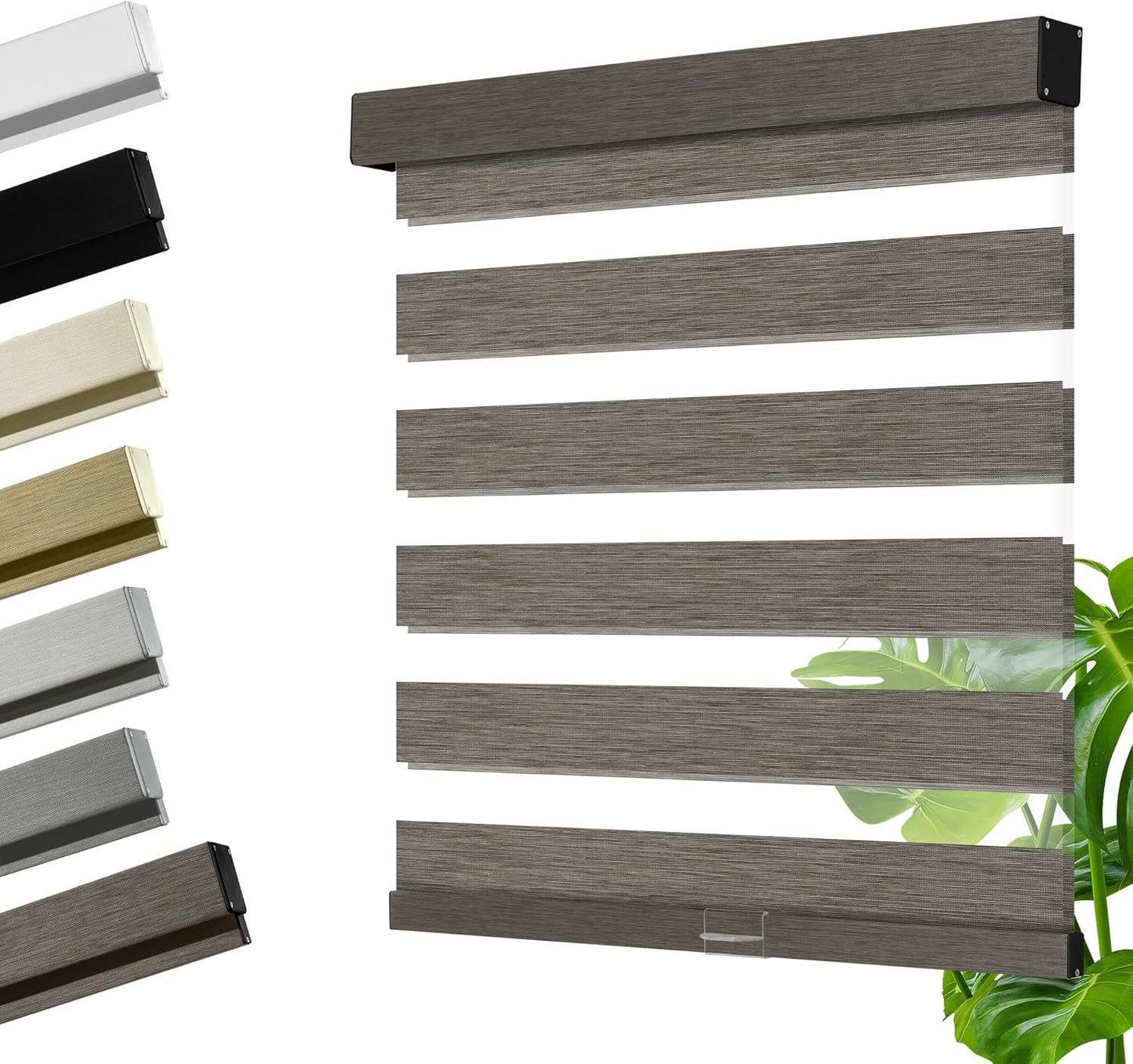 Cordless Zebra Blinds for Windows, Blackout Interior Blinds,Easy to Install,UV Protection,for Offices and Home,Custom Roller Shades, Mousse Dark Bown,80" W x 88" H