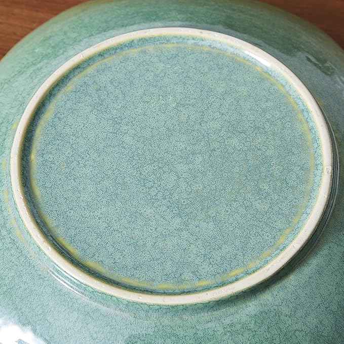 Large Ceramic Decorative Bowl, 12" Green Reactive Glaze Centerpiece Bowl, Modern Coffee Table Decor, Entryway Catchall Key Bowl, Decorative Fruit Bowl for Dining Table Living Room (12'')