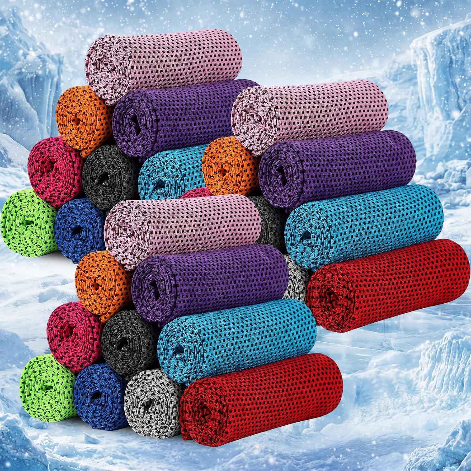 BBTO Cooling Towel Microfiber Ice Cool Cold Sport Face and Neck Soft Breathable Chilly Sweat Towel for Yoga Gym Workout Hot Weather Camping Running, 32 x 12 Inches