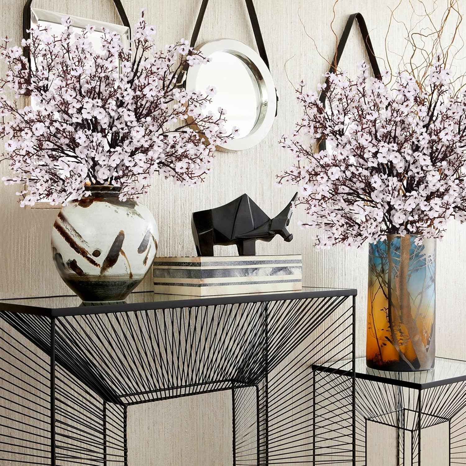 Yastouay White Fake Flowers Real Touch Silk Flowers, 5Pcs Babys Breath Artificial Flowers Bulk, Faux Gypsophila Bouquet Artificial Flowers for Thanksgiving Christmas Decorations Floral Arrangement