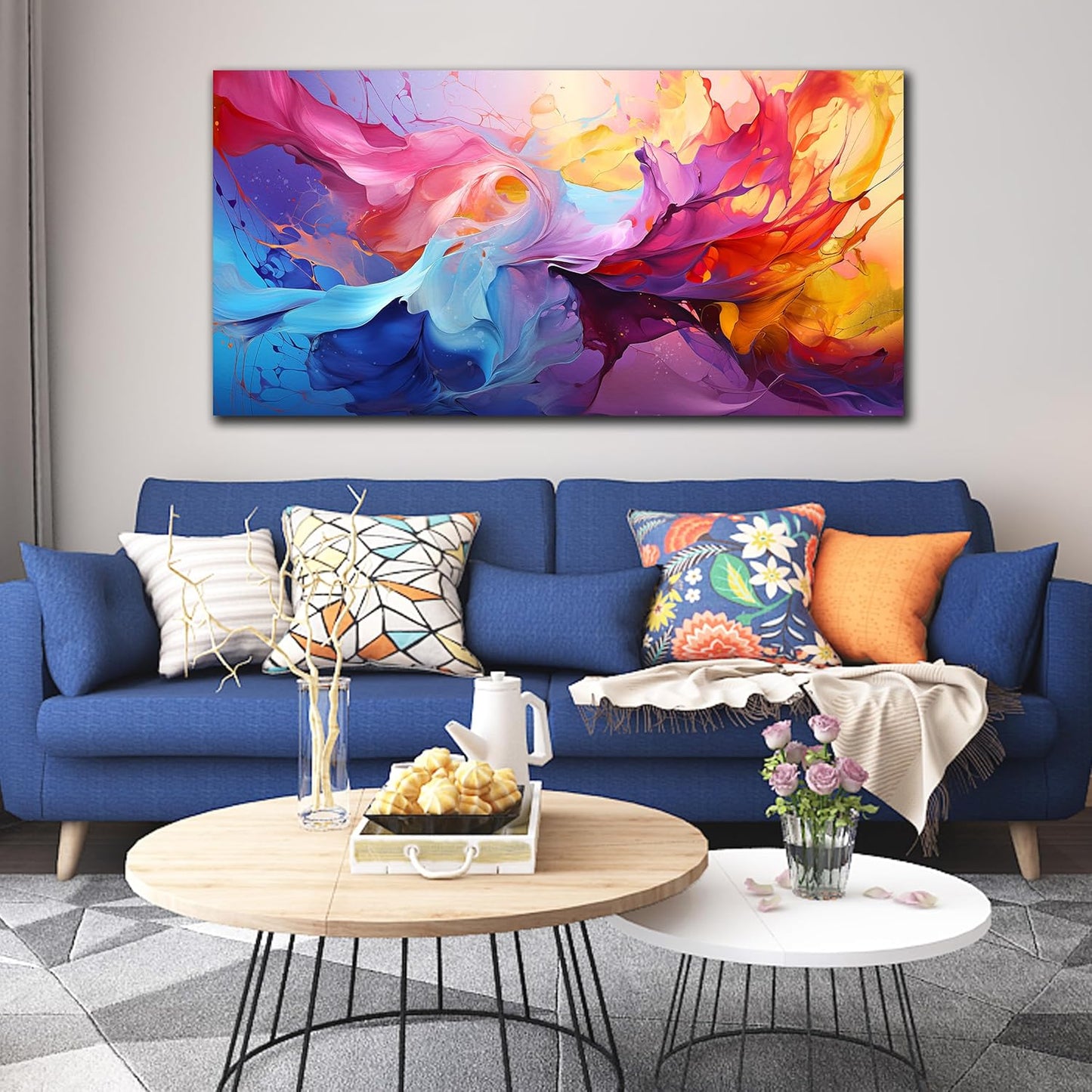 GUGIKA Abstract Wall Art for Living Room, Colorful Canvas Wall-Art for Bedroom, Print, 29x59 Inches