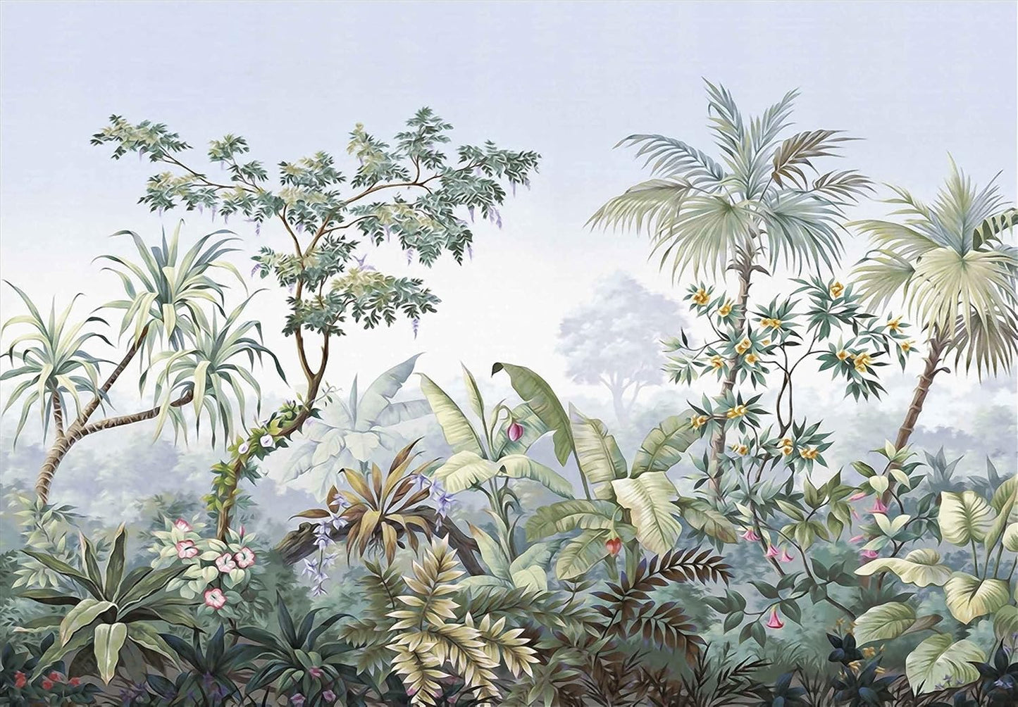 Tropical Banana Leaf Wallpaper Green Plant Wall Murals for Bedroom Living Room (not self-Adhesive)