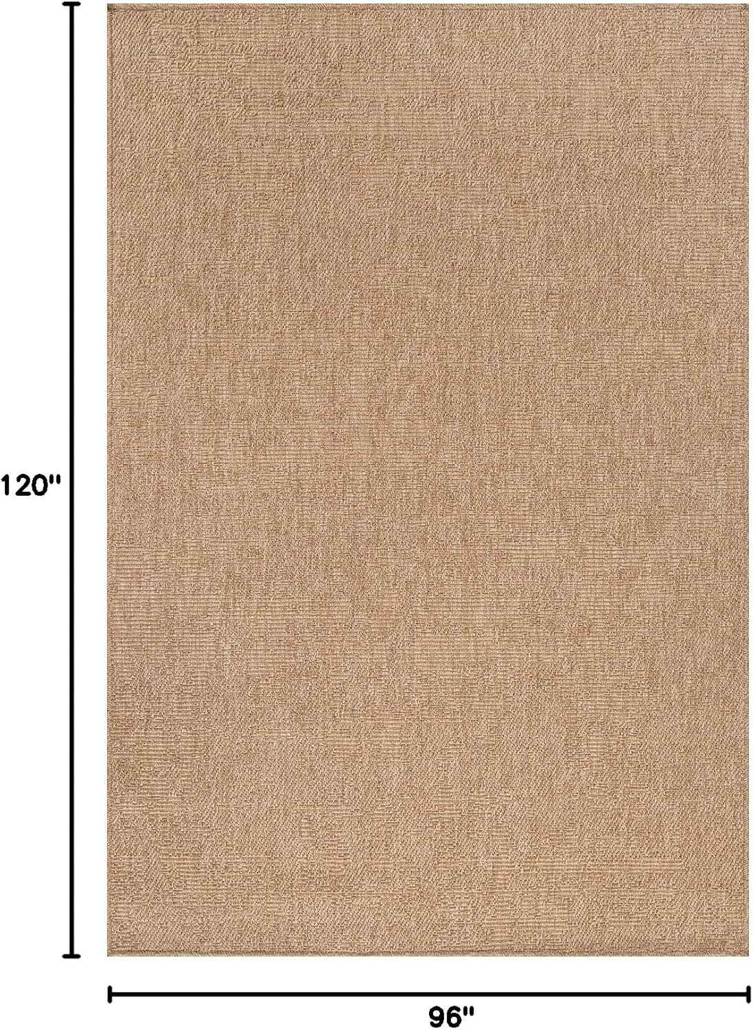 Washable Easy Jute Rug 8x10, Indoor Outdoor Rugs Natural Color Farmhouse Area Rugs for Living Room, Kitchen Rug High Traffic Area, Easy to Clean Solid Boho Woven Design Outside Carpet (8 X 10 Natural)