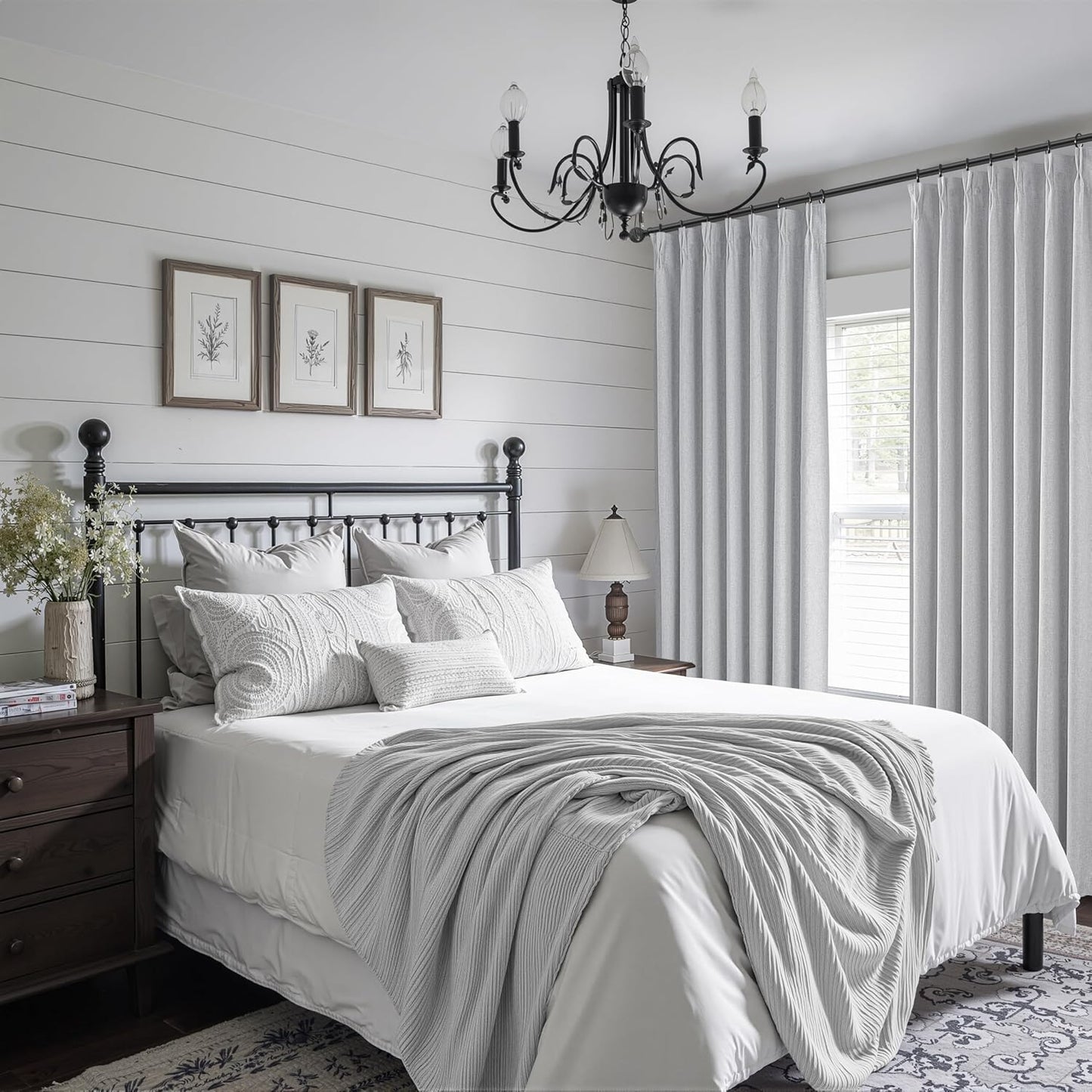 Light Grey Black Out Curtains 84 Inch Long for Living Room, Pinch Pleated Flax Linen Modern Insulated Drapes with Hooks Bedroom Curtain 2 Panels Set Soundproof Privacy Windows (40"Wx84"Lx2 Light Gray)