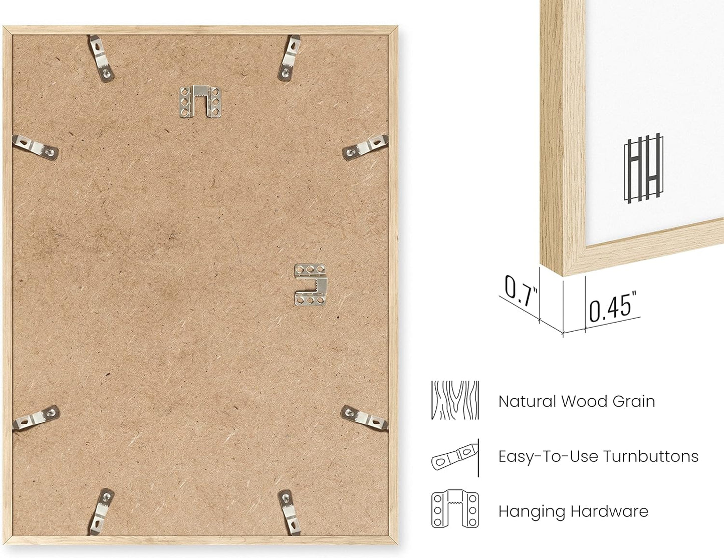 HAUS AND HUES Square Picture Frames 12 x 16 Set of 9 - Photo Gallery Wall Frame Set, Wood 12x16 Frames with Mat, 12 x 16 Frames Gallery Wall Set, Square Frames 12x16 (Beige Oak Frames)