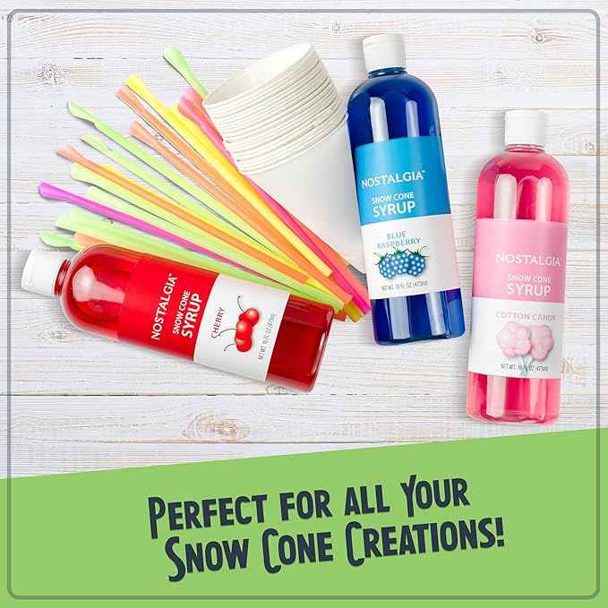 Nostalgia Snow Cone Machine – Retro Table-Top 8 Oz Snow Cone Maker Makes 20 ICY Treats– Countertop Slushie Machine Includes 2 Reusable Plastic Cups & Ice Scoop-Vintage Blue