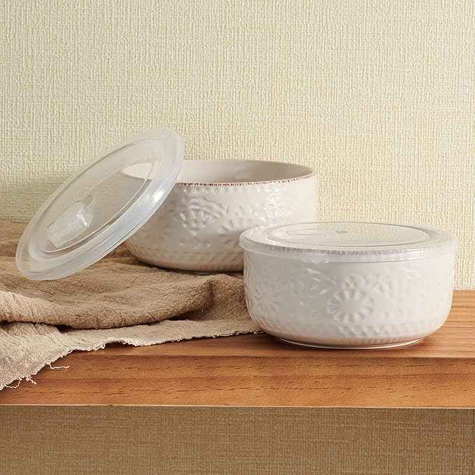 Pfaltzgraff Chateau Storage Bowls, 6 inch, Cream