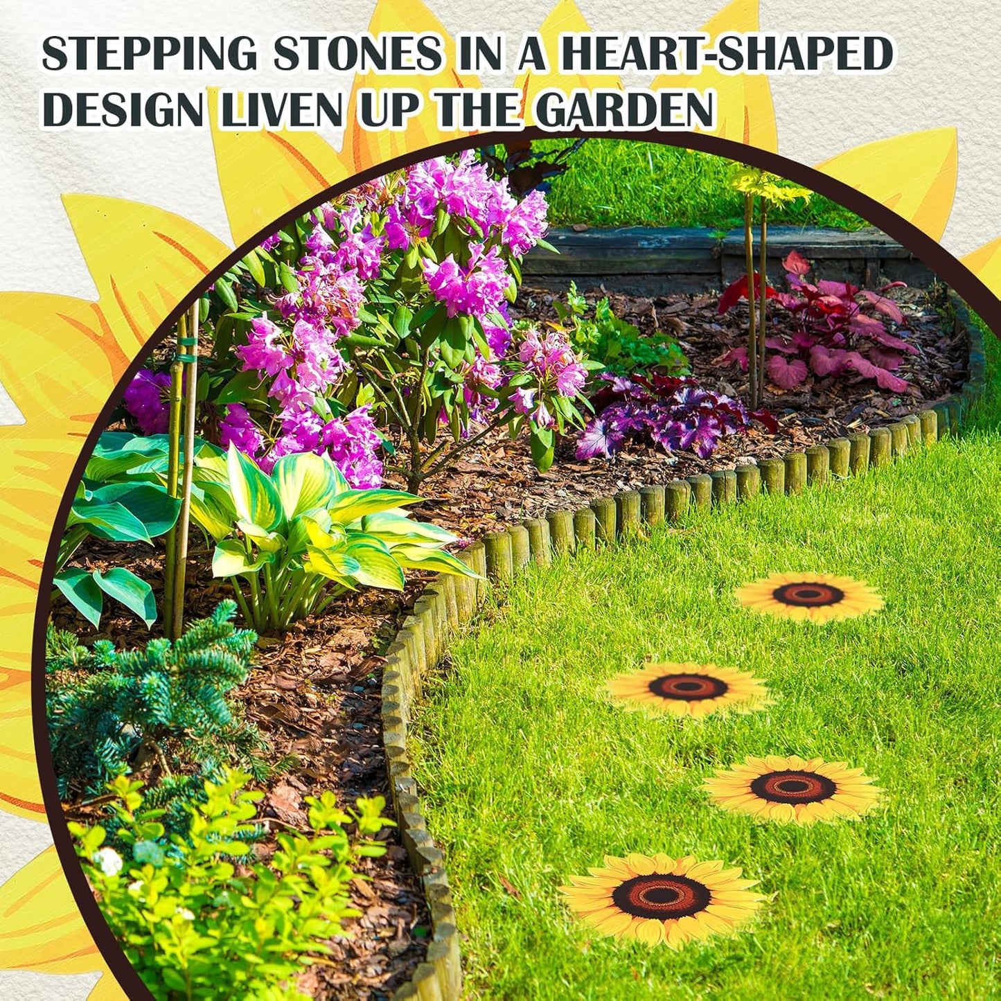 Tandefio 3 Pcs Sunflower Stepping Stones 12 Inch Iron Pavers for Garden Walkway Decorative Sunflower Garden Decor for Indoor Outdoor Patio Yard Outside, Colorful Yellow