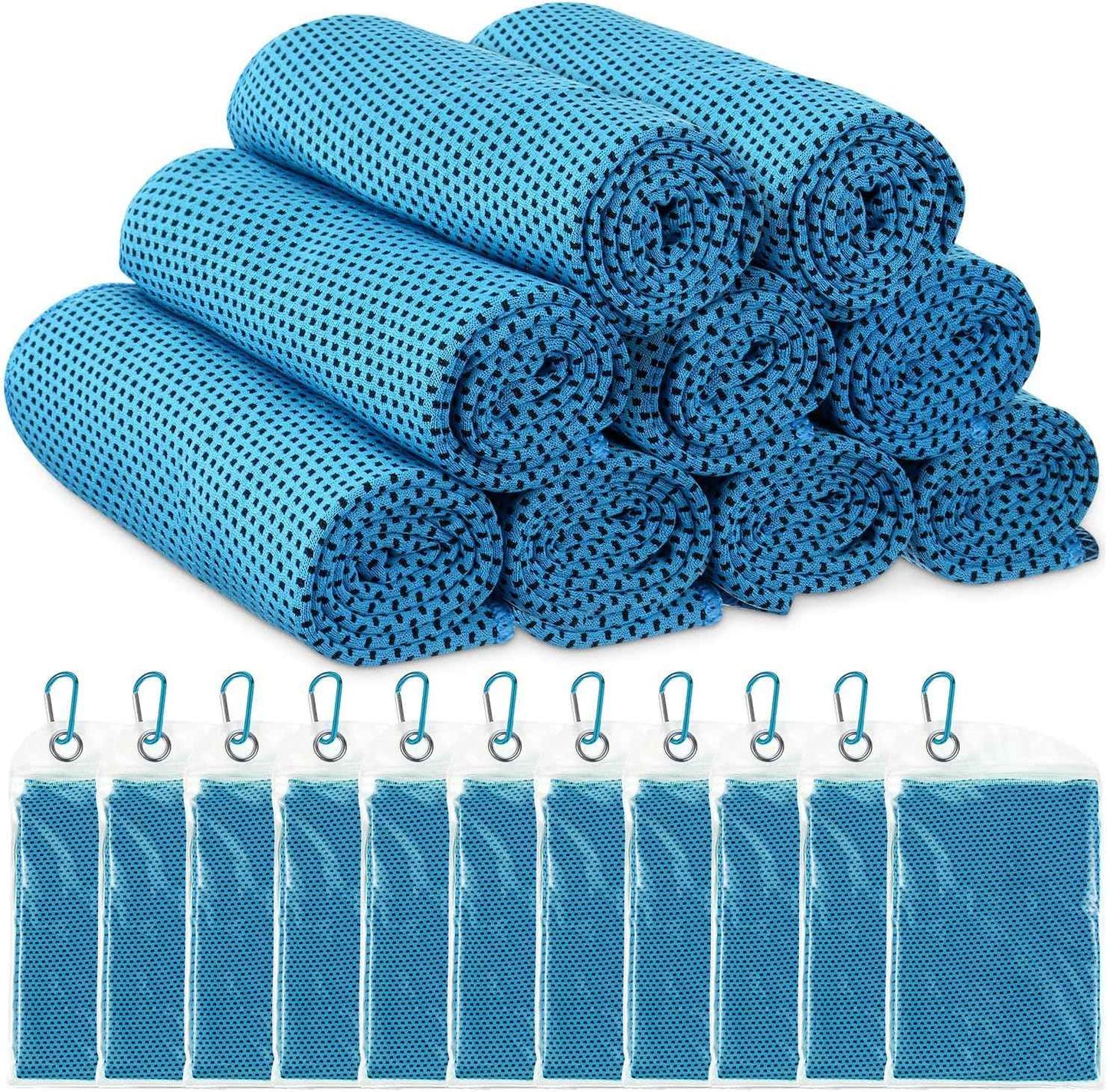 Redbaker 20 Pack Cooling Towel for Neck and Face Hot Weather 40'' x 12'' Soft Breathable Chilly Ice Towel with Bag Microfiber for Yoga Gym Men Women Workout Travel Camping(Light Blue)
