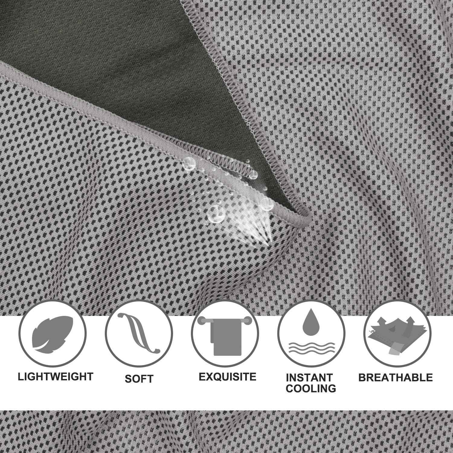 Pack of 4 Cooling Towels 40" x 12" with Carrying Pouch, Cold Sport Towels, Soft Breathable, Quick Cool Towel, for Bowling, Yoga, Travel, Camping, Golf, Football, Hiking, Outdoor Work