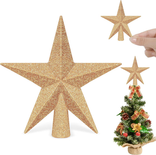 1PCS Xmas Tree Topper, 4" Star Christmas Tree Topper Glitter, Mini Bethlehem Star Xmas Shatterproof Tree Topper Decorations, Waterproof Christmas for Holiday Home Indoor & Outdoor Ornament