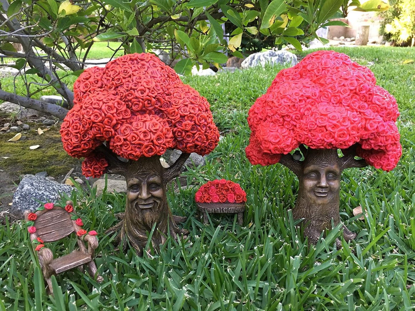 GlitZGlam Fairy Garden Miniature Tree: Mrs. Rose The Pink Rose Tree of Azar (9 Inch Tall) for The Garden Fairies and Gnomes - from The Beautiful Azarian Collection. A Fairy Garden Accessory